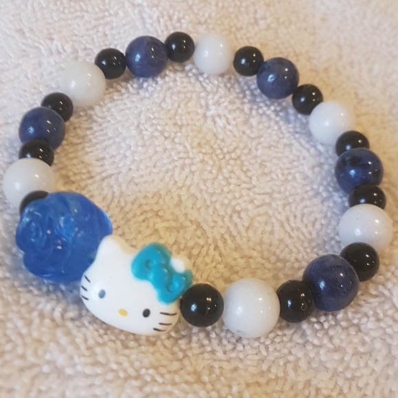 💙 Hello Kitty Larvikite & Aquamarine  Bracelet - Picture 4 of 4